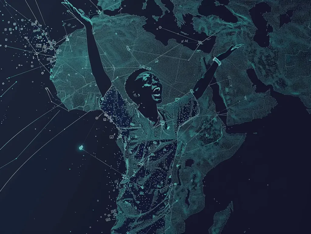 Carte de l’Afrique illustrant l’engagement des fans lors de la Coupe d’Afrique des Nations 2025, avec données et passion du football africain.